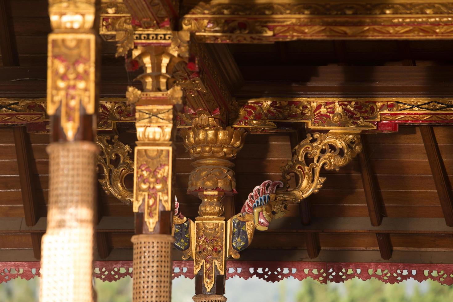 Historic carving at Pura Ulun Danu Bratan Water Temple Bali, Indonesia photo
