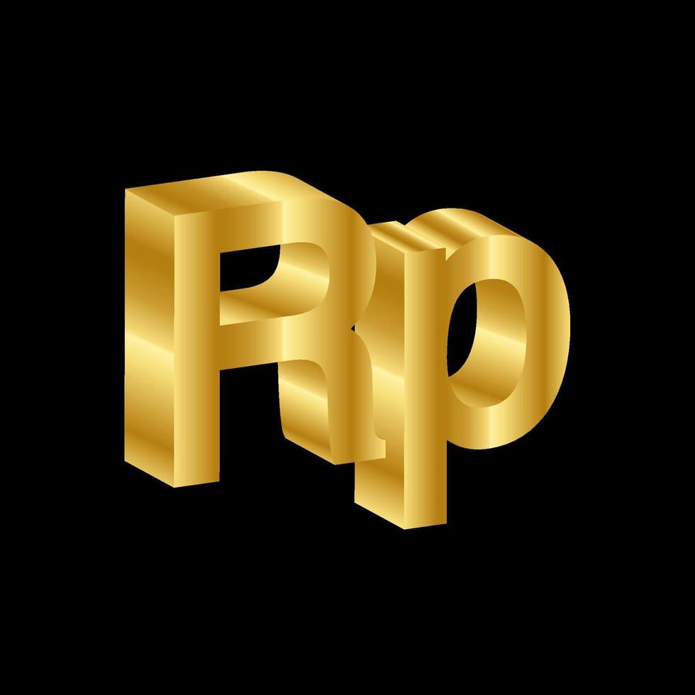 gold 3D luxury rupiah currency symbol vector