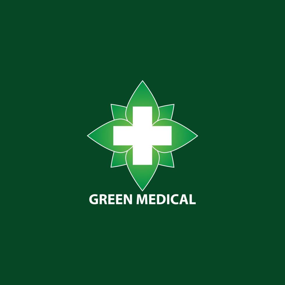 GREEN medical logo with leaf illustration vector