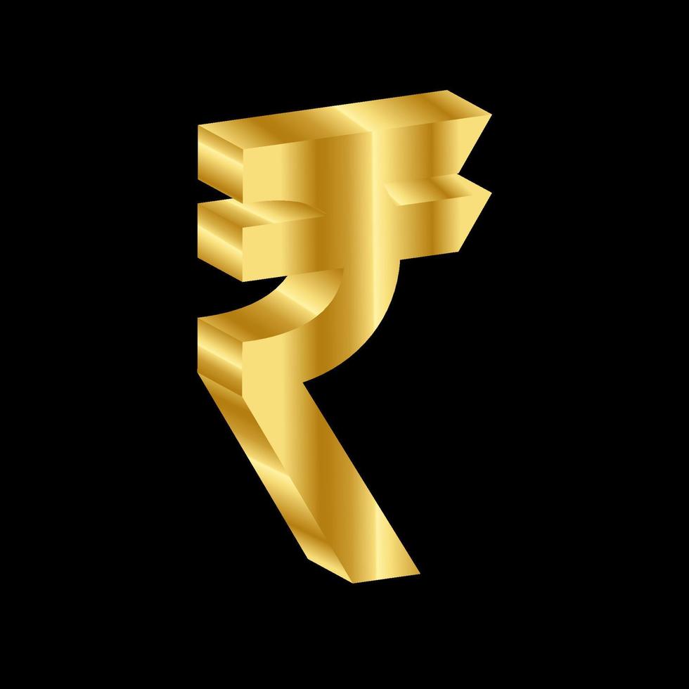 gold 3D luxury rupee currency symbol vector