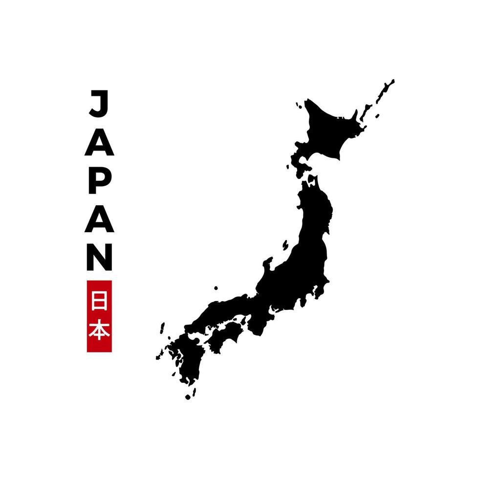 silueta de japón isla mapa vector