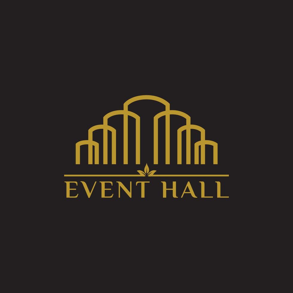 logotipo de salón de eventos de lujo dorado vector