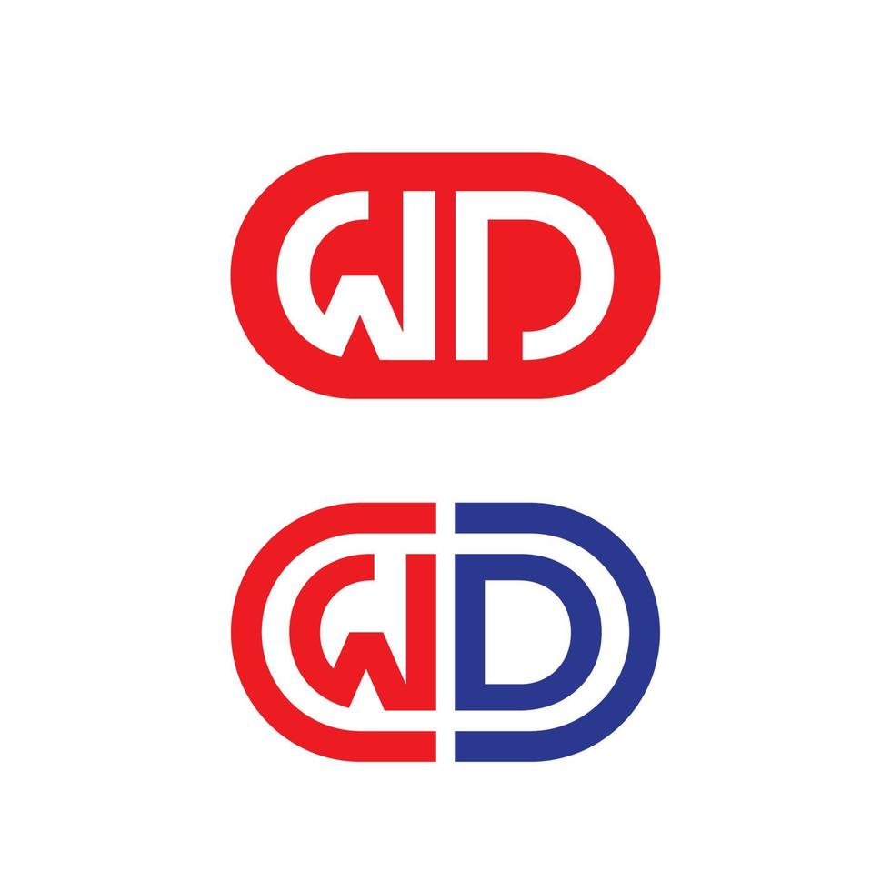 plantilla de vector de logotipo inicial de letra simple wd