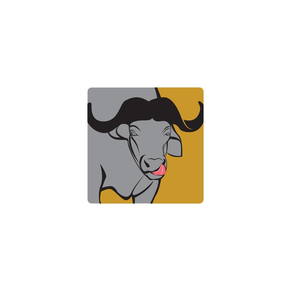 hungry buffalo logo icon concept animal illustration vector