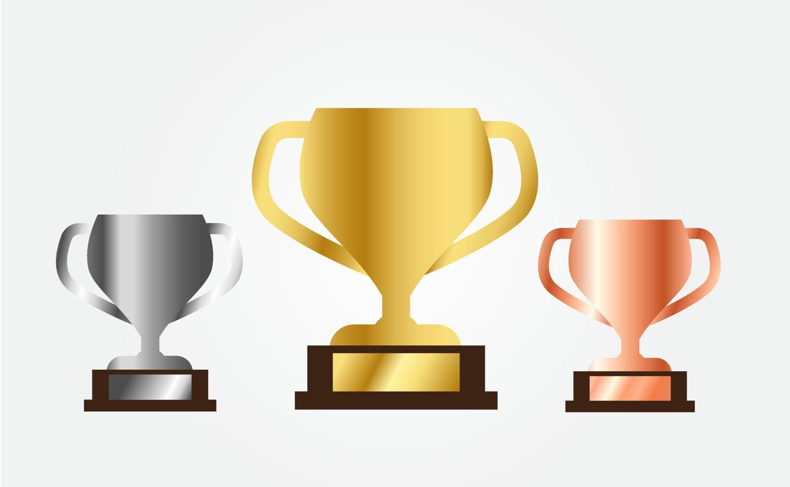 gold silver and bronze trophy vector illustration bundle set 10383883