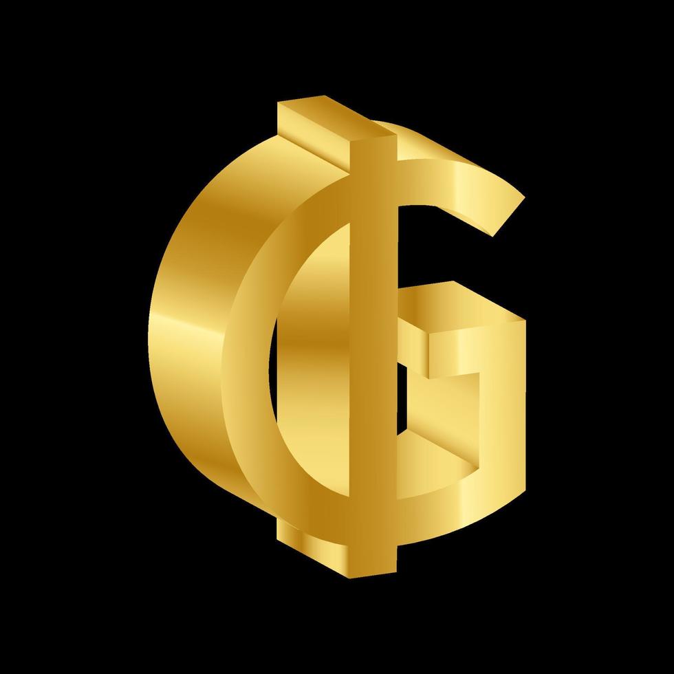 gold 3D luxury guarani currency symbol vector