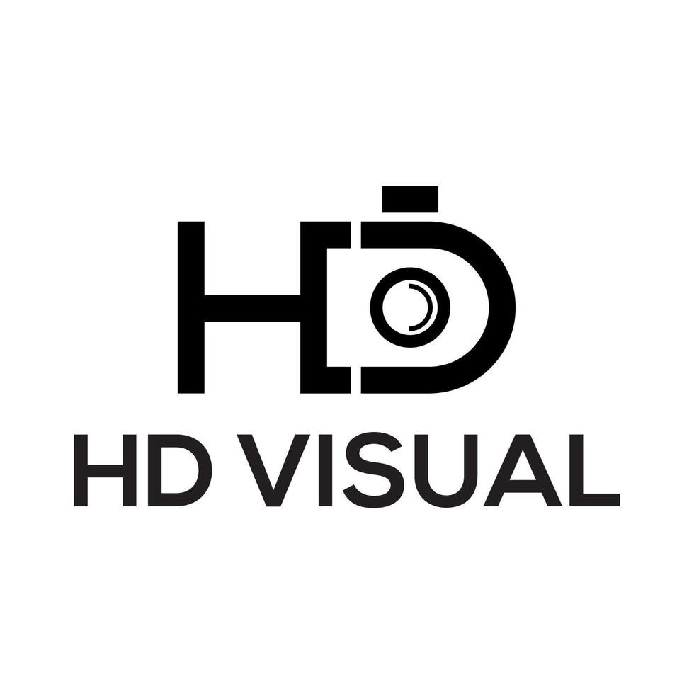 letter HD logo with camera icon suitable for photographer vector