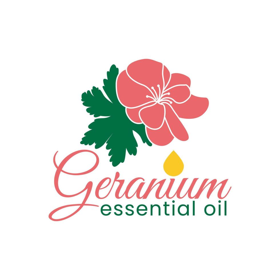 geranium essential oil logo vector template