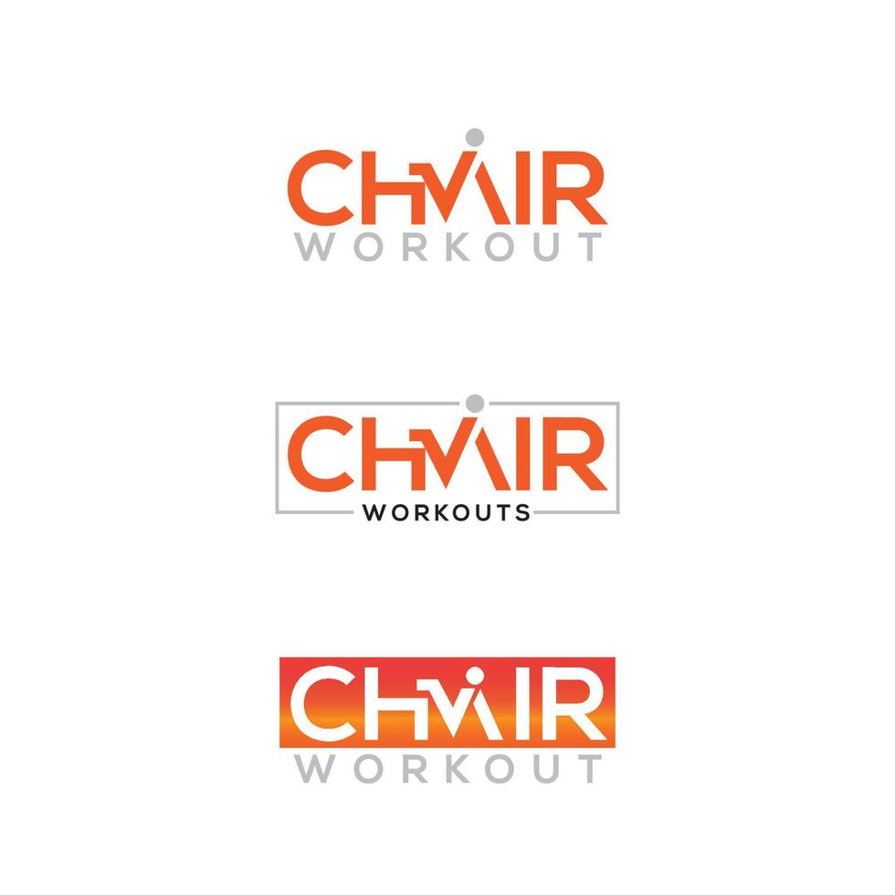 chair workout logo bundle set vector