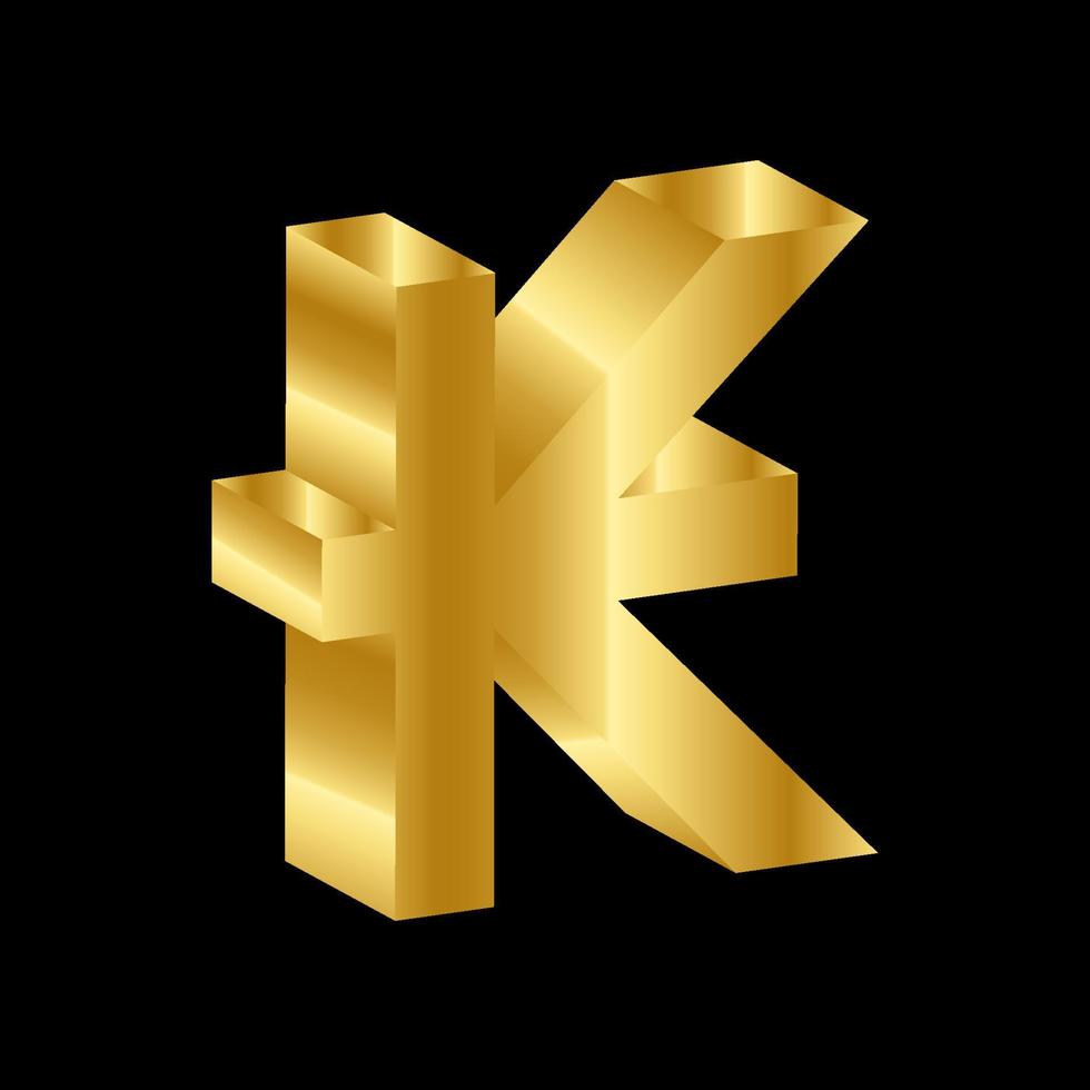 gold 3D luxury kip currency symbol vector