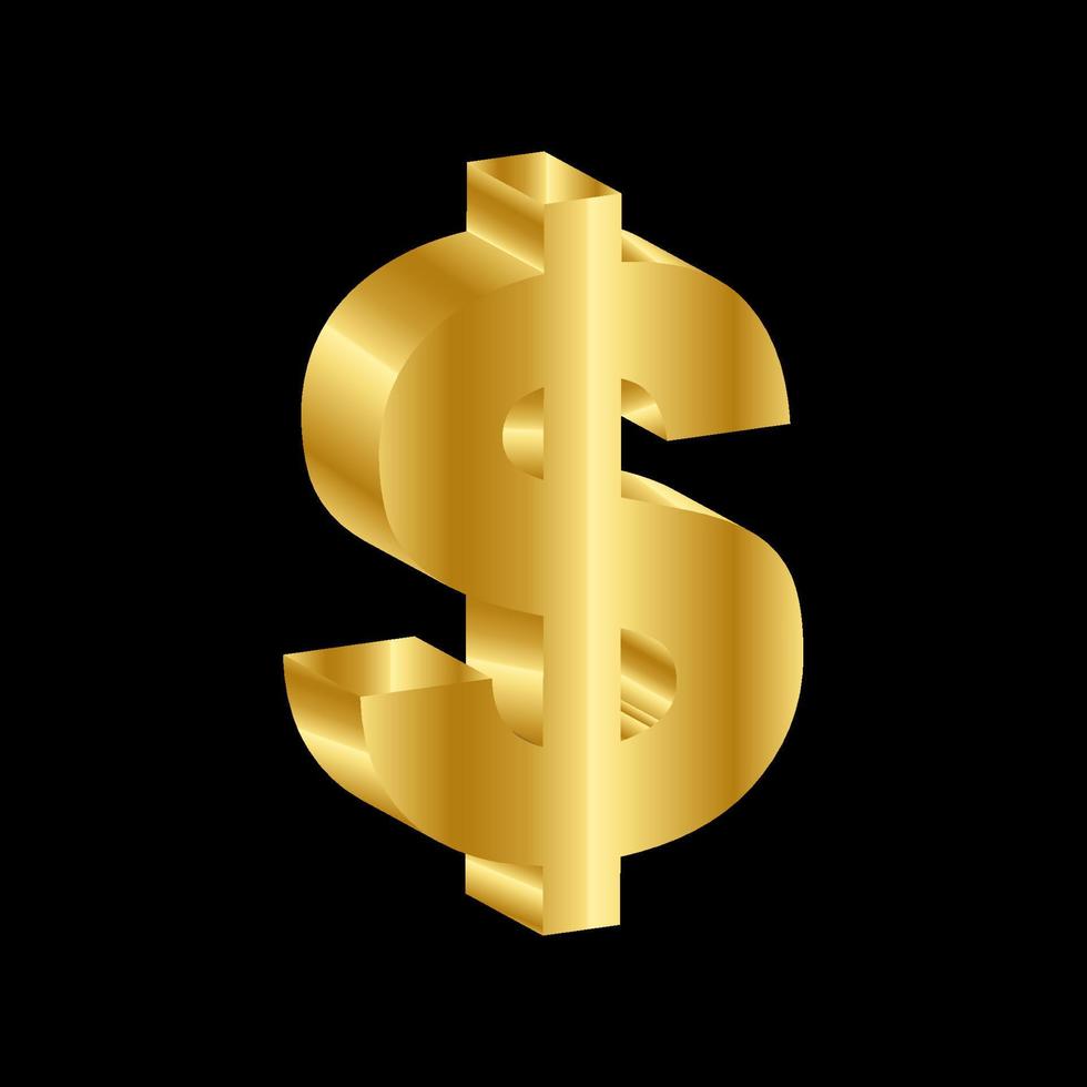 gold 3D luxury dollars currency symbol vector