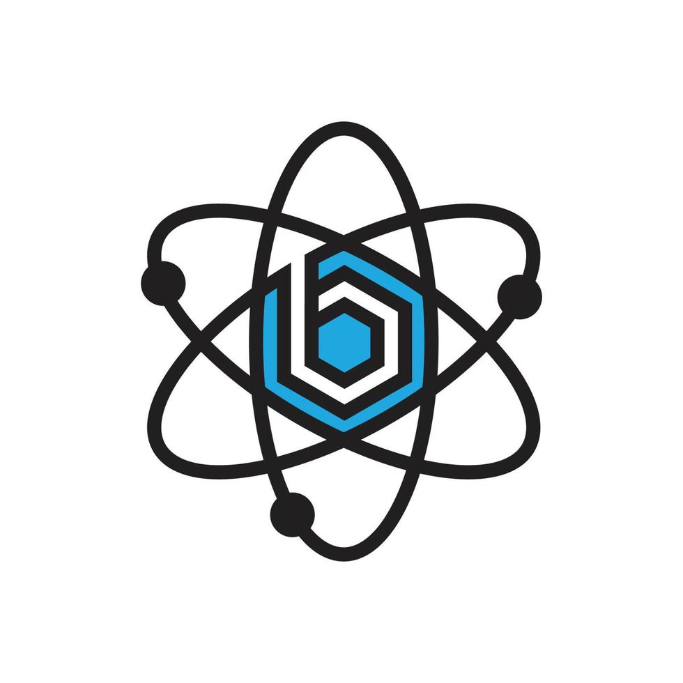 plantilla de vector de logotipo de átomo de letra b