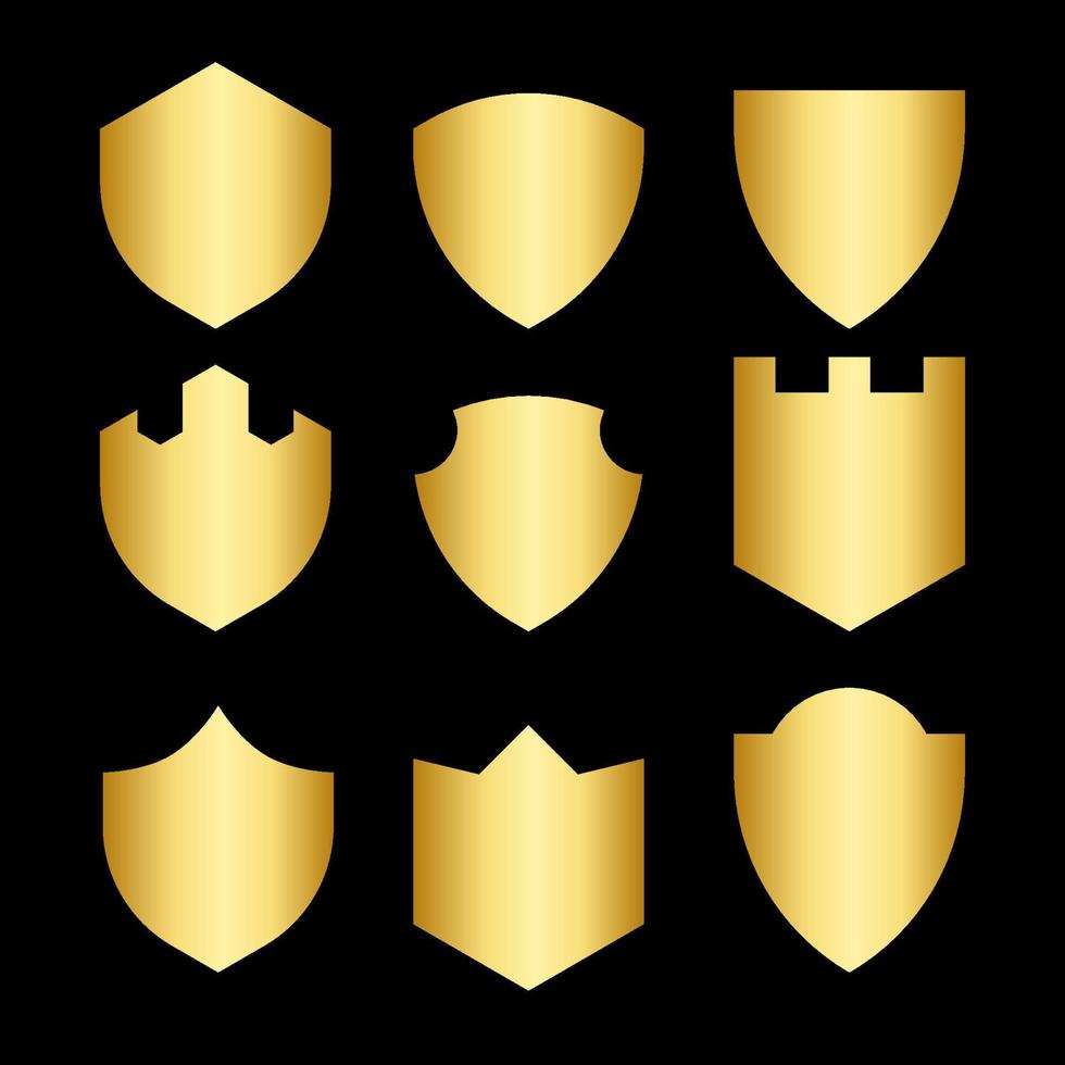 conjunto de paquetes de formas vectoriales de escudo dorado vector