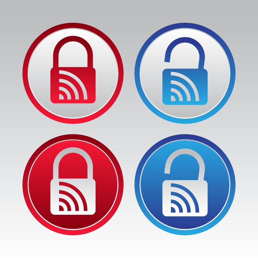 circle lock and unlock wireless icon button vector bundle set