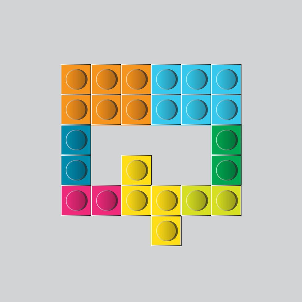 colorful game block brick toys font typeface letter A vector
