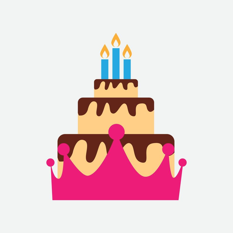 crown birthday cake with candle vector