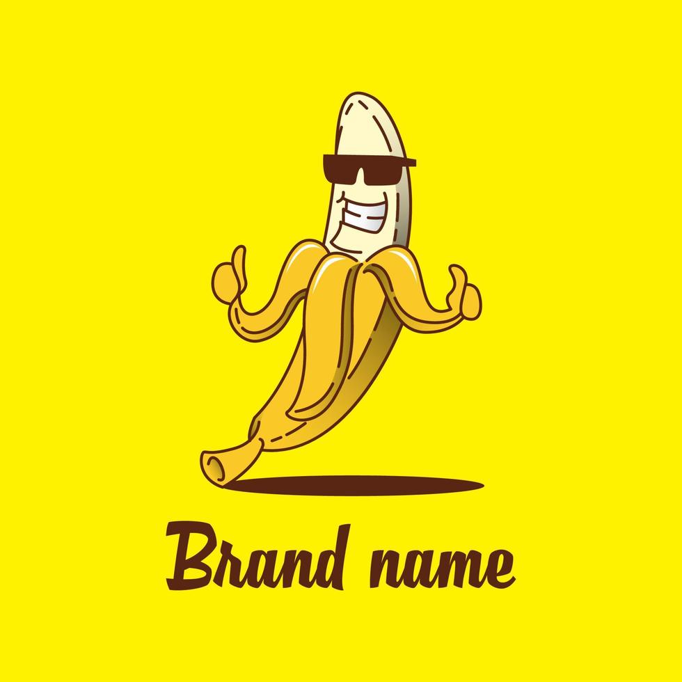 cool smiling thumb up banana cartoon mascot vector