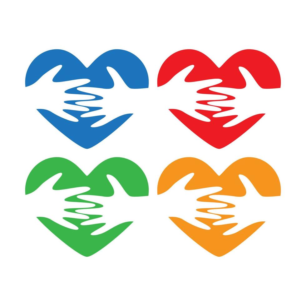 heart love with hug hand illustration vector bundle set