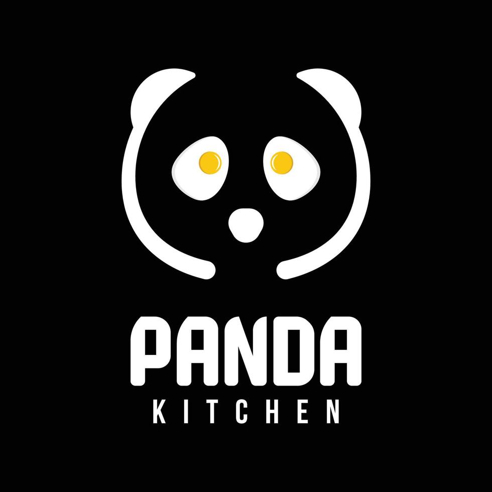 logo de cocina panda con cuchara y símbolo de huevo vector