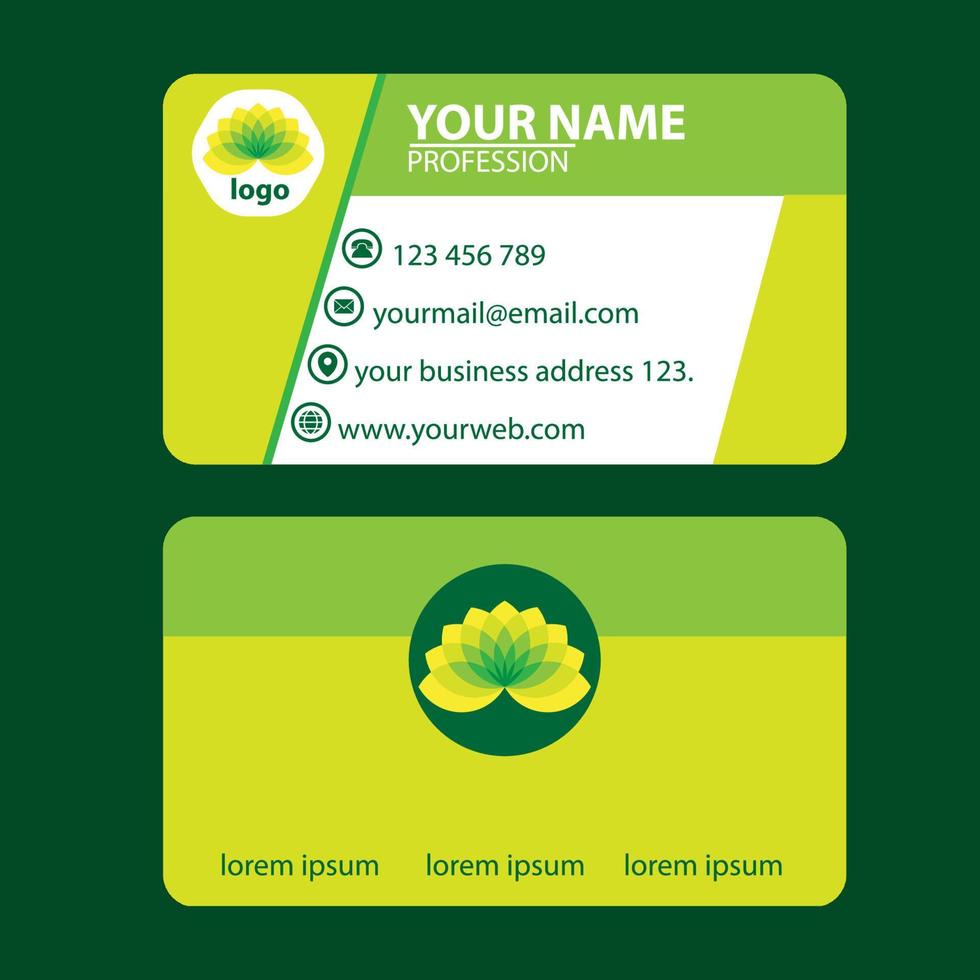 simple green lime business card vector