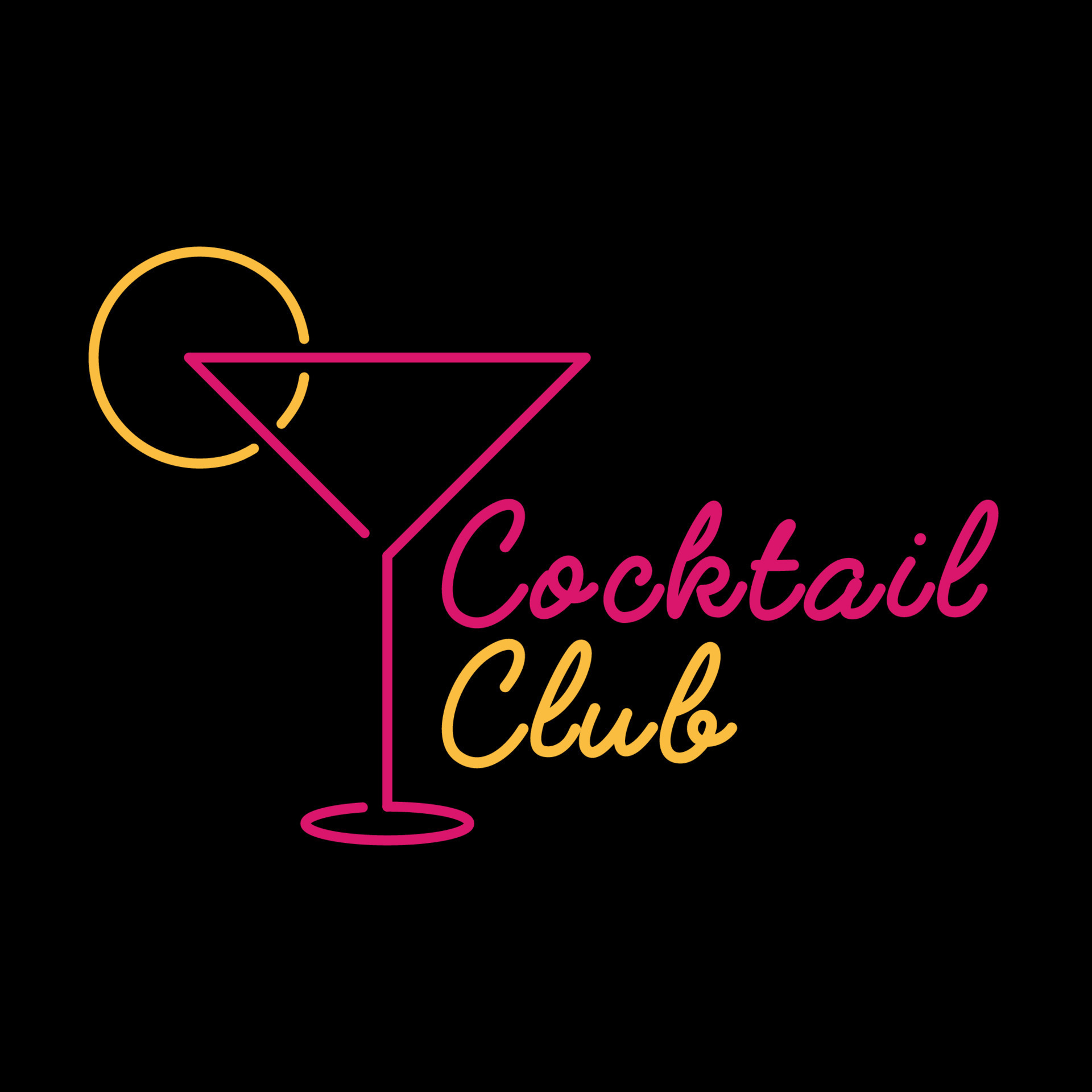 cocktail logo vector template with neon style.ai 10384124 Vector Art at ...