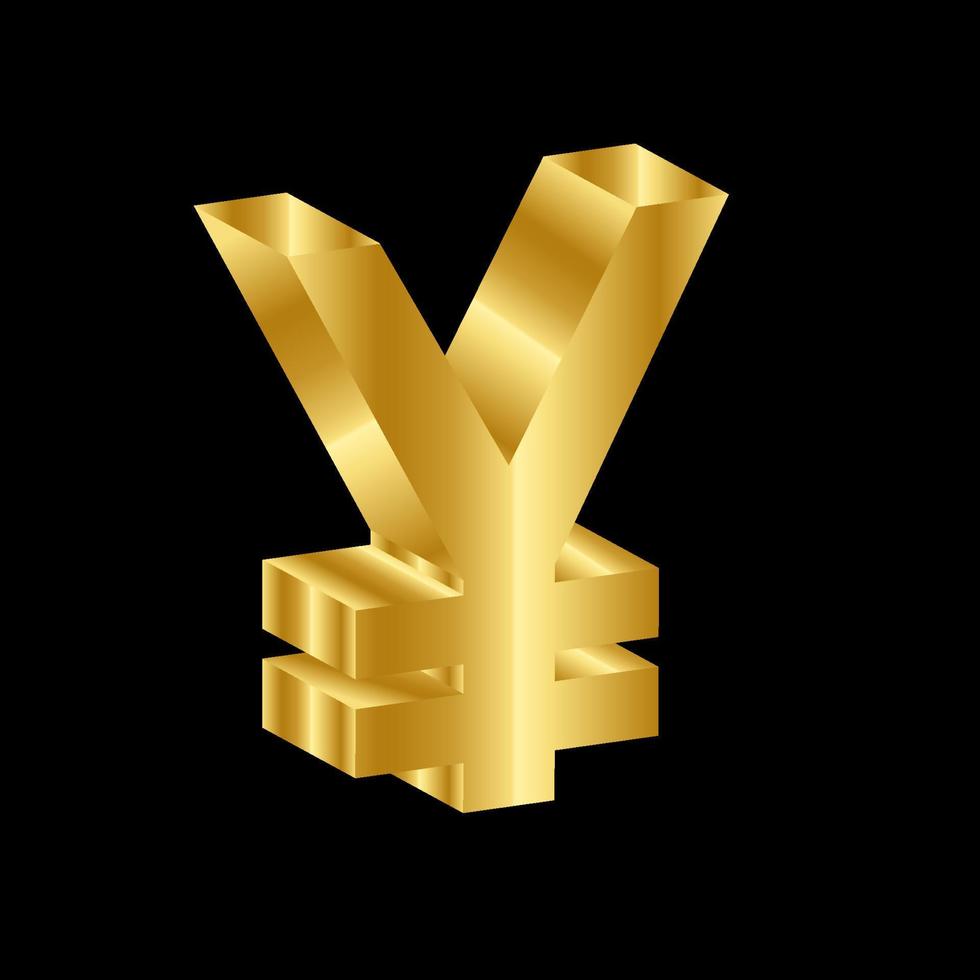 gold 3D luxury yen currency symbol vector