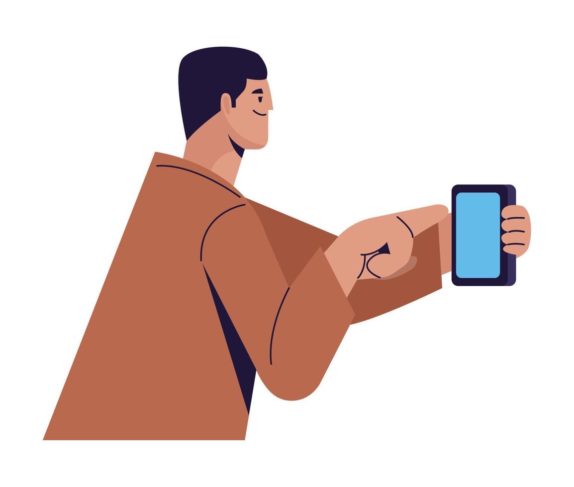 man indexing smartphone vector