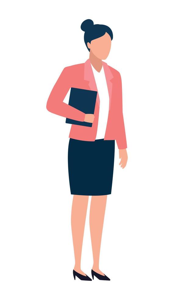 elegant businesswoman with folder vector