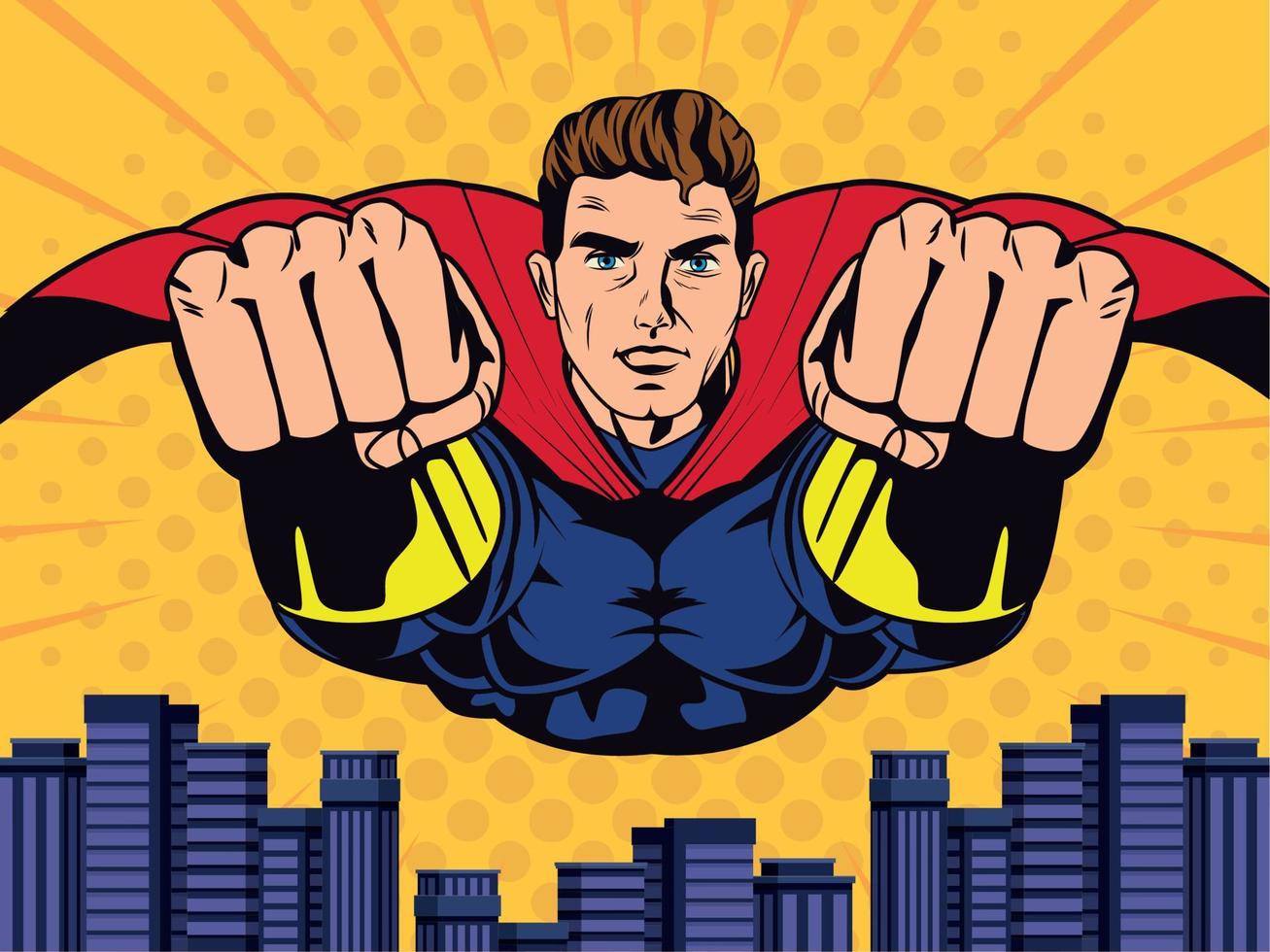 superhero flying pop art vector
