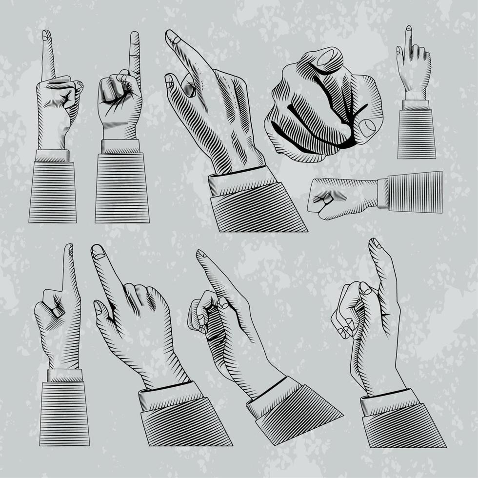 ten fingers points drawn vector