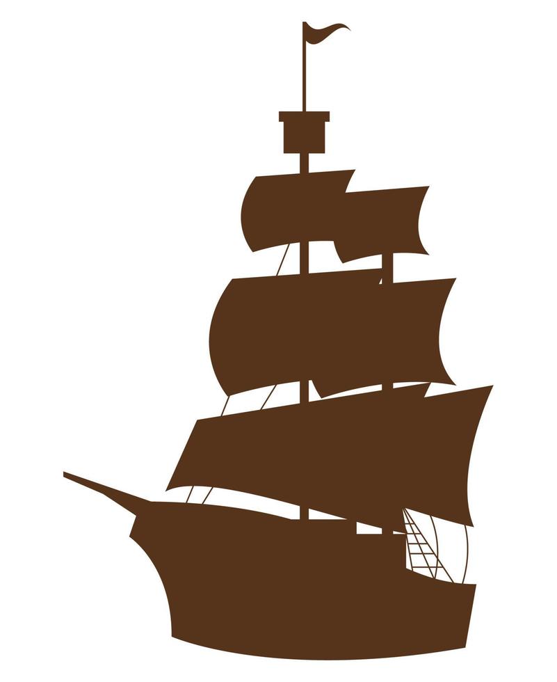 columbus caravel ship silhouette vector