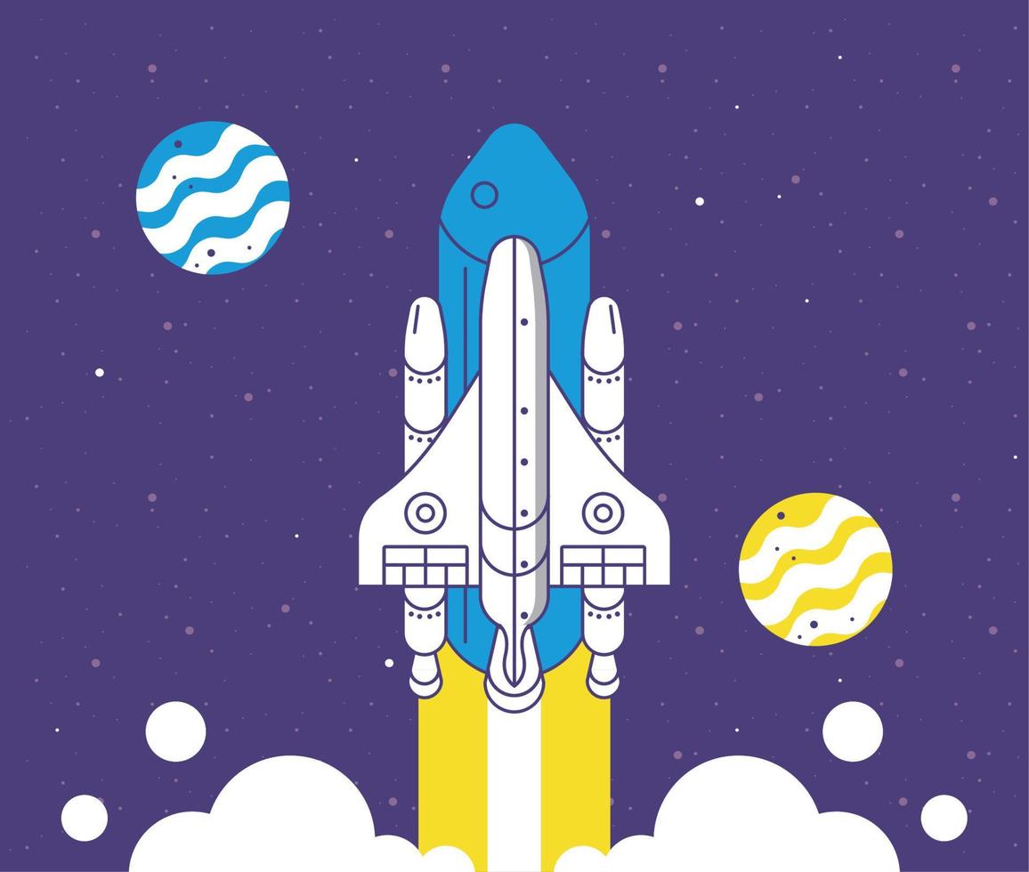 rocket and planets space vector