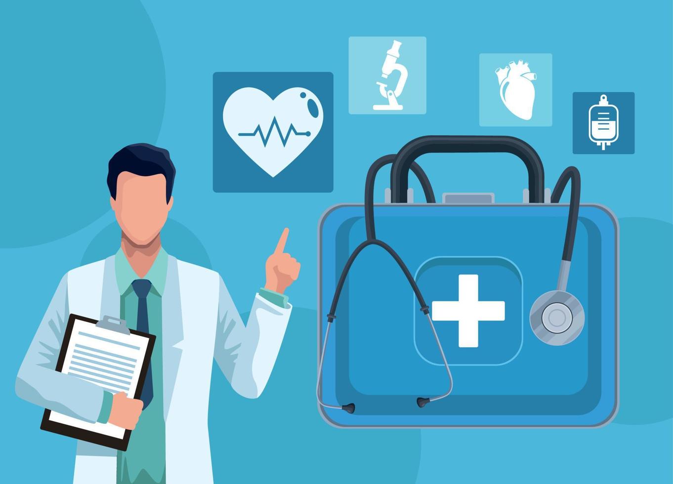 doctor with icon collection vector