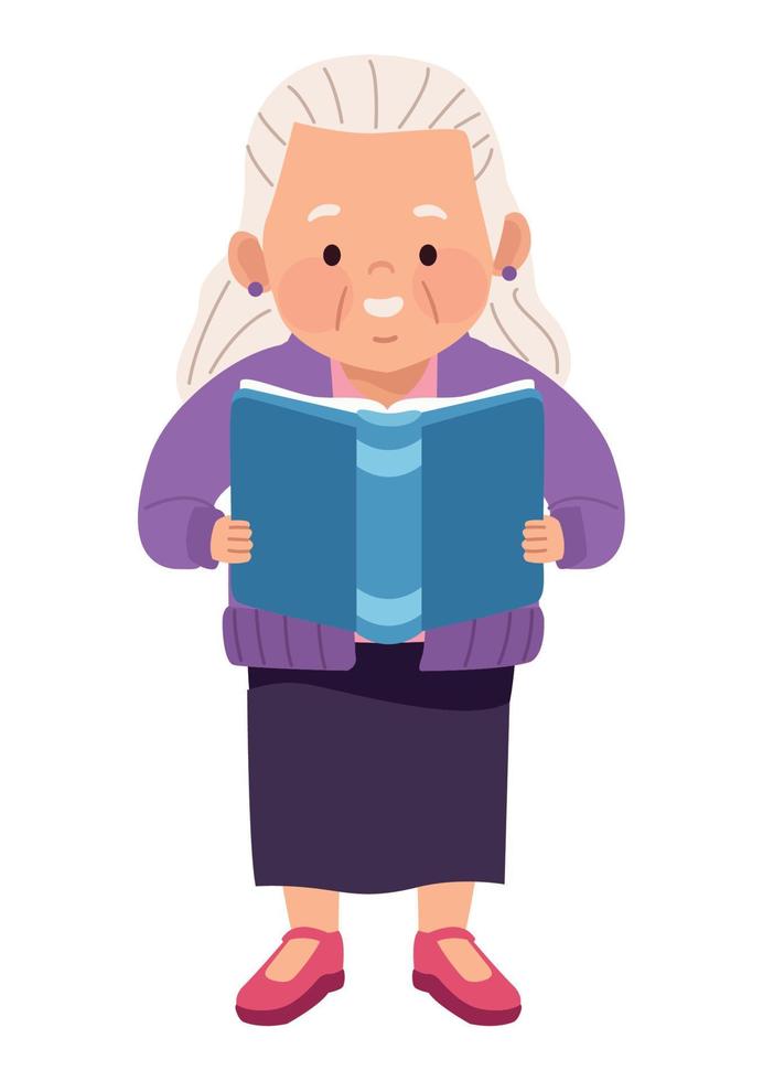 old woman reading book standing vector