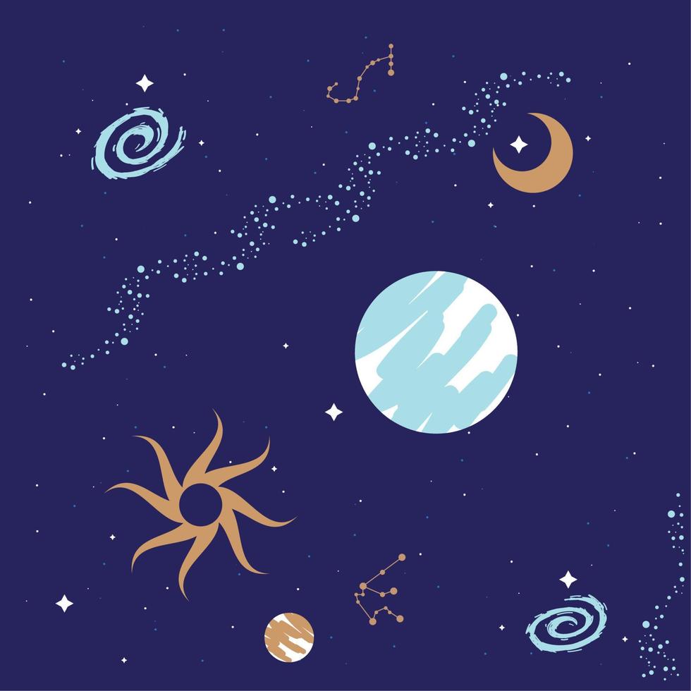 planets and costellations space vector