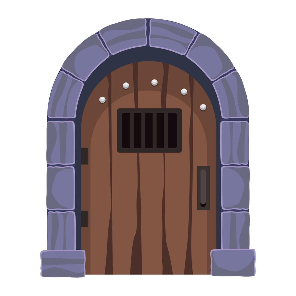 puerta de castillo de madera vector
