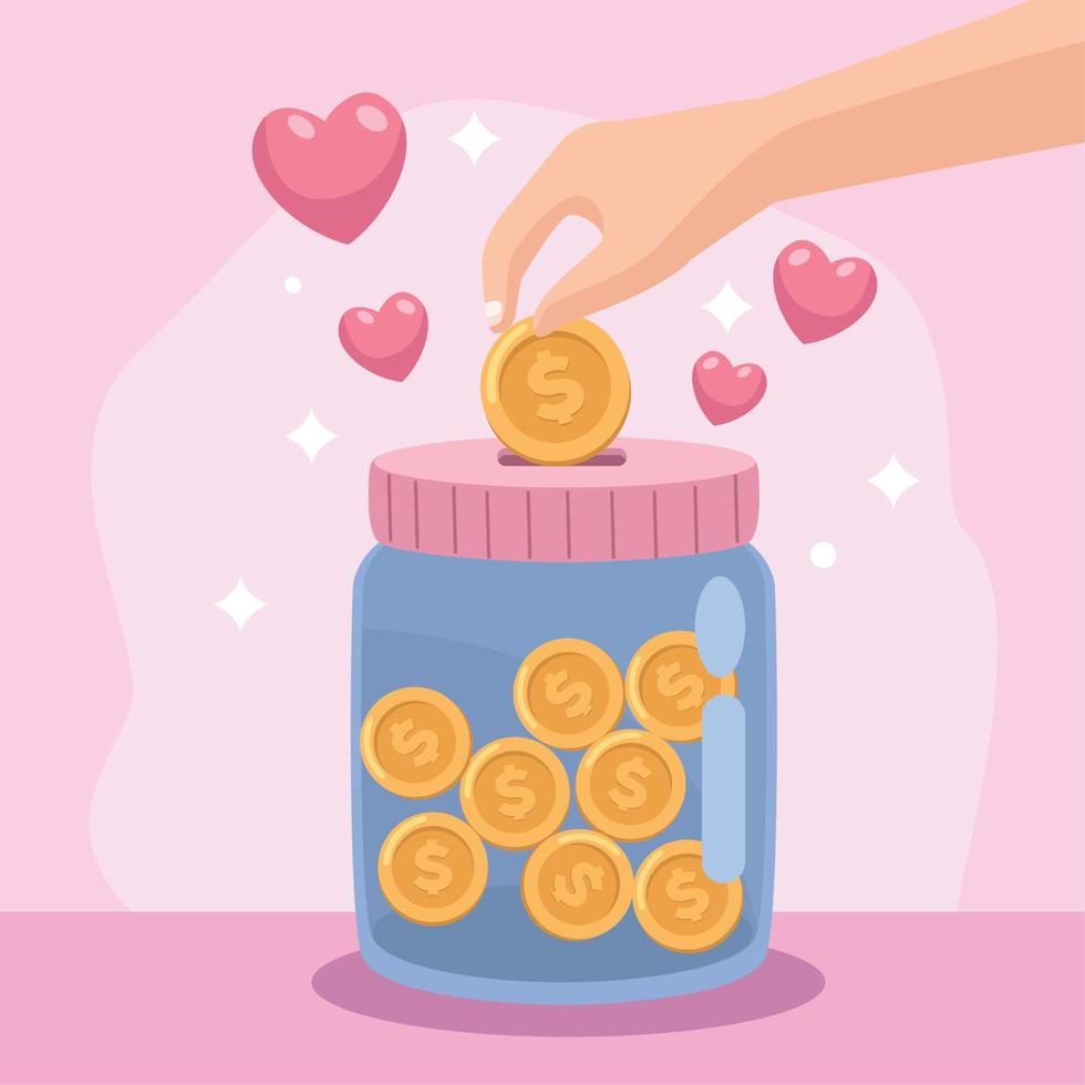 hand giving coin vector