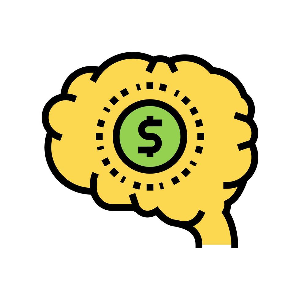 brain think about finance color icon vector illustration