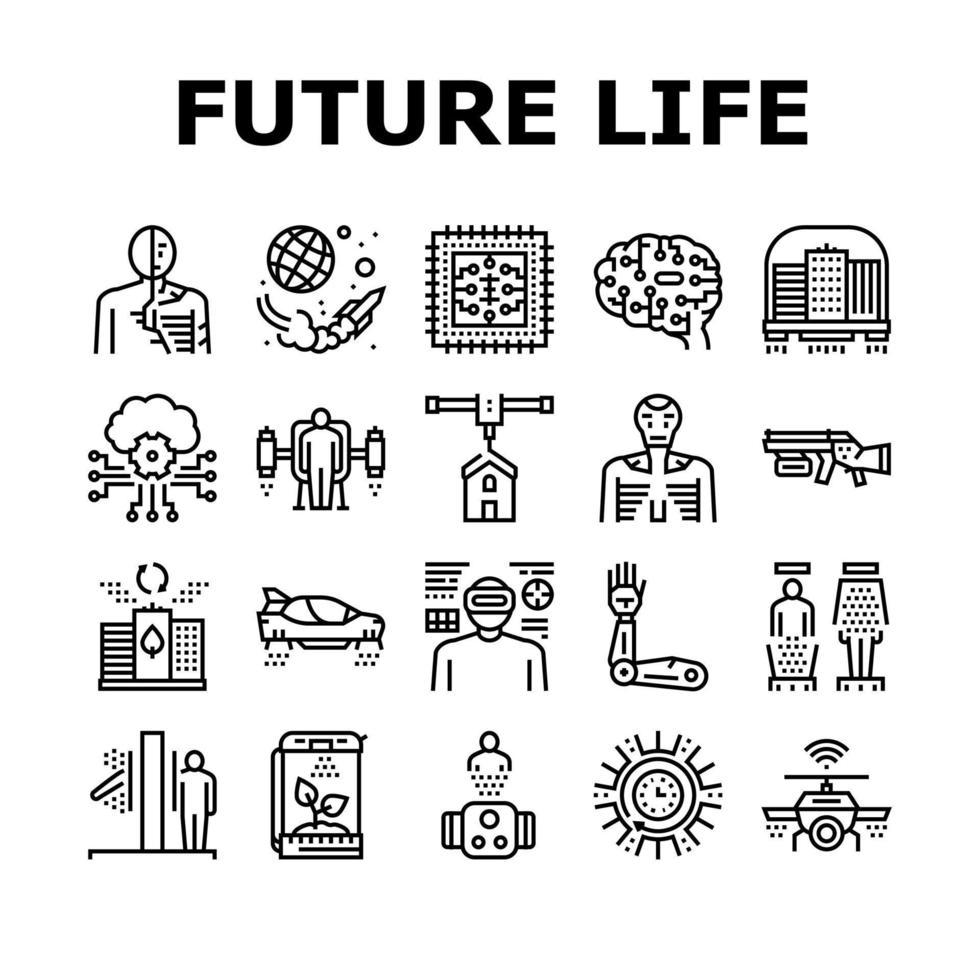 Future Life Devices Collection Icons Set Vector