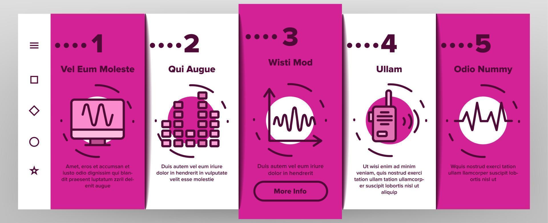 Frequency Pulse Wave Onboarding Icons Set Vector