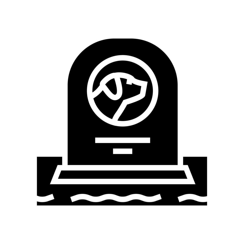 perro mascota muerta monumento glifo icono vector ilustración