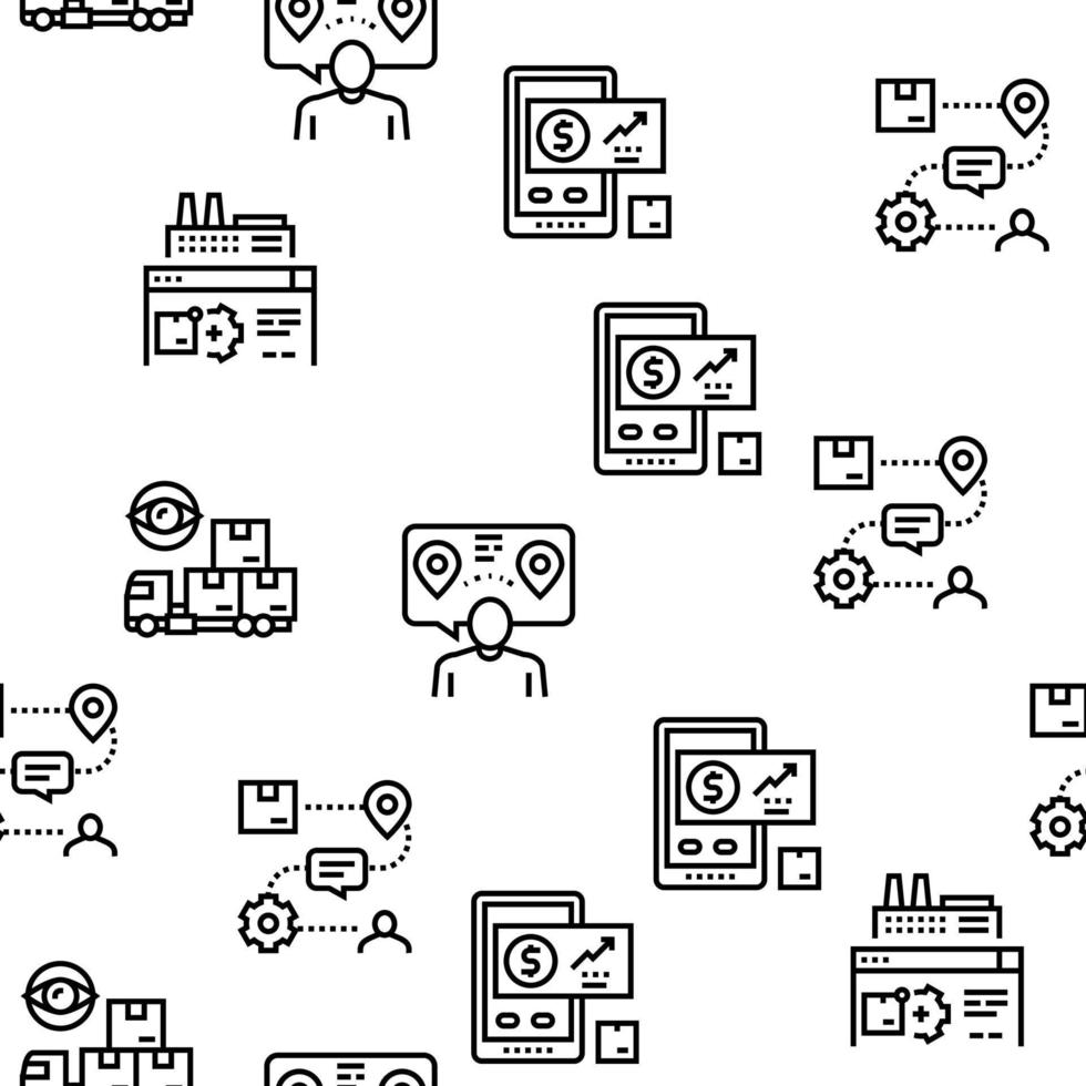 conjunto de iconos del sistema de gestión de la cadena de suministro vector