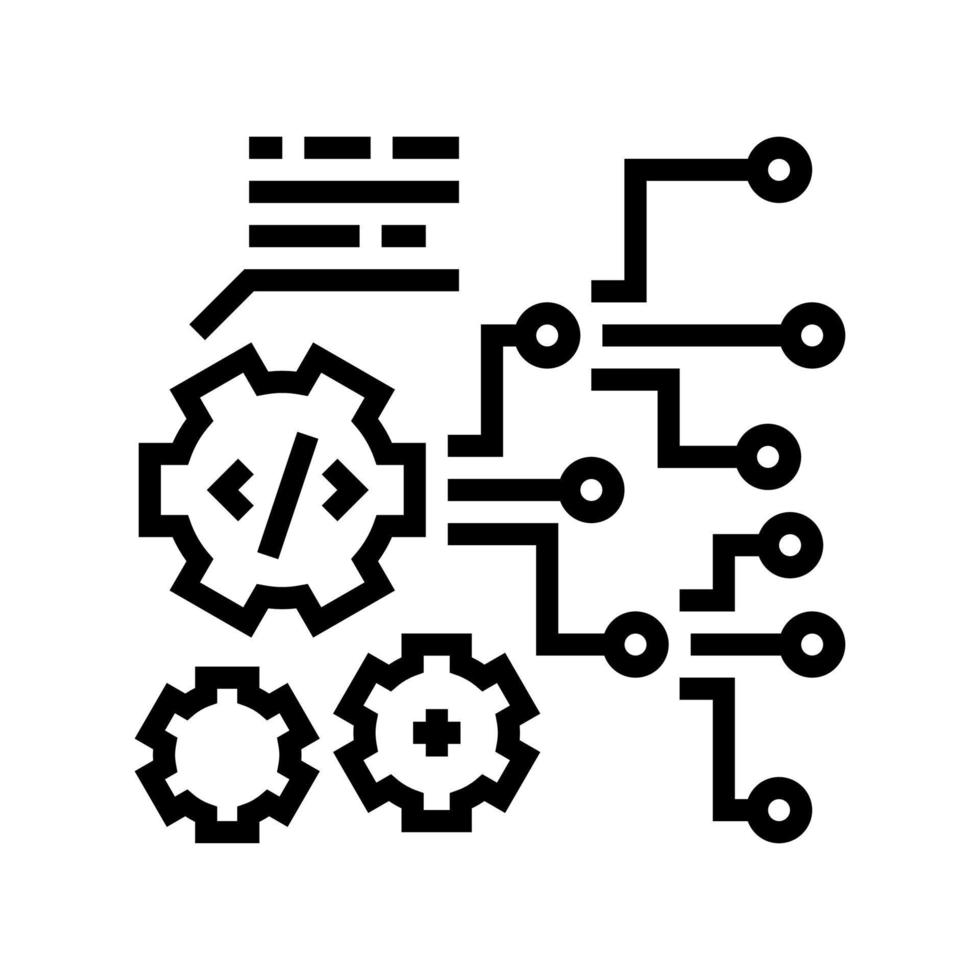 código y configuración proceso de trabajo línea icono vector ilustración