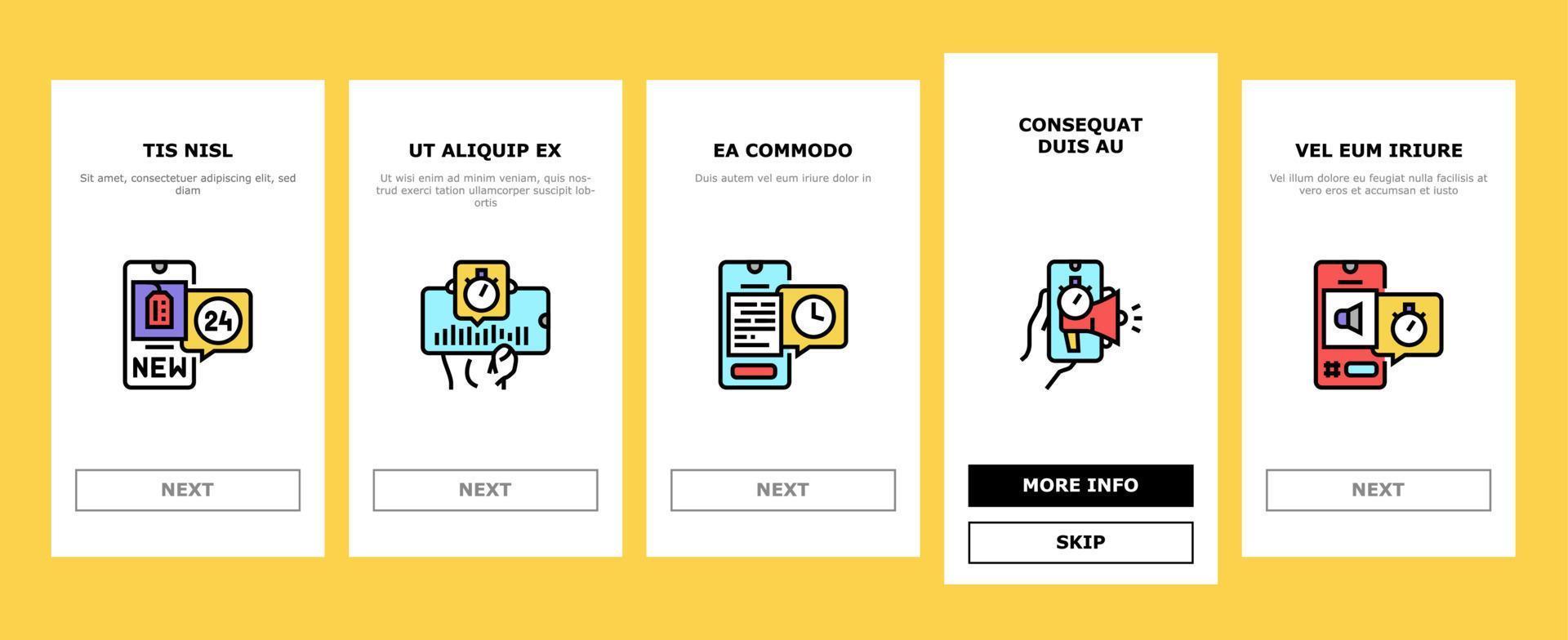 Ephemeral Content Onboarding Icons Set Vector