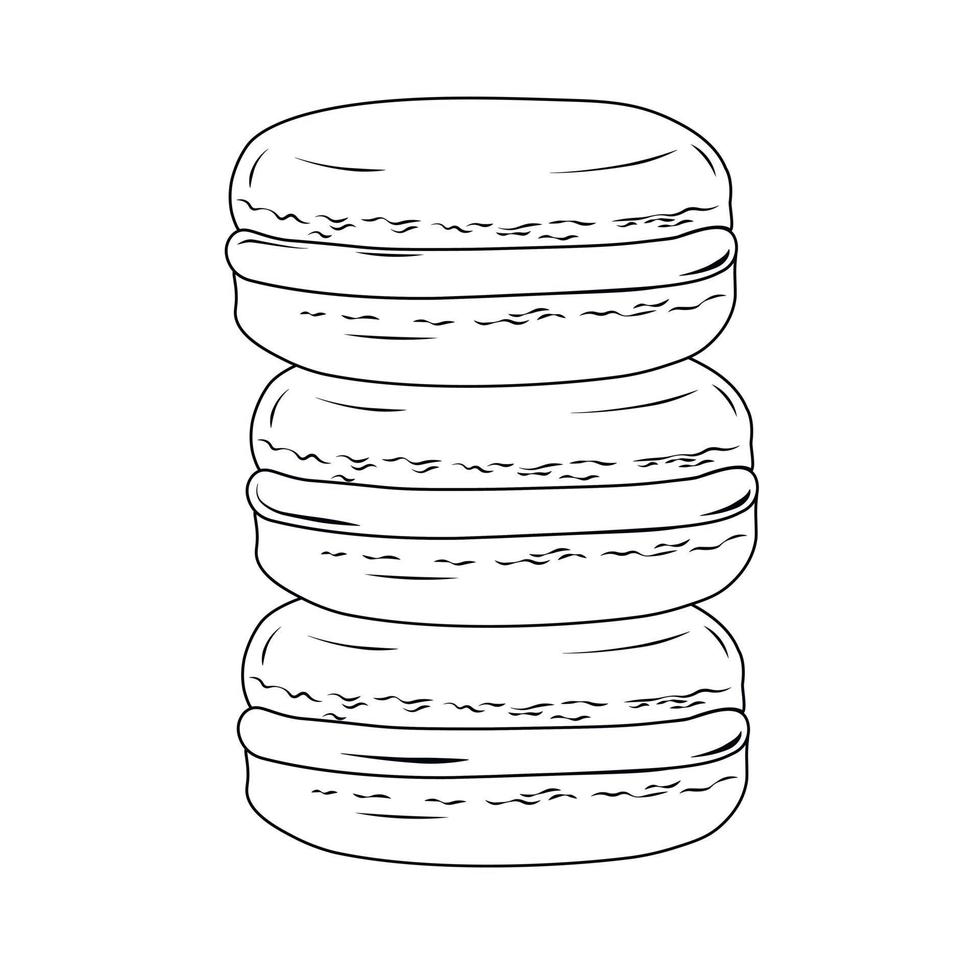 macaroon vector stock illustration. Cute cookies with cream. Confectionery made of almond dough. Isolated on a white background.