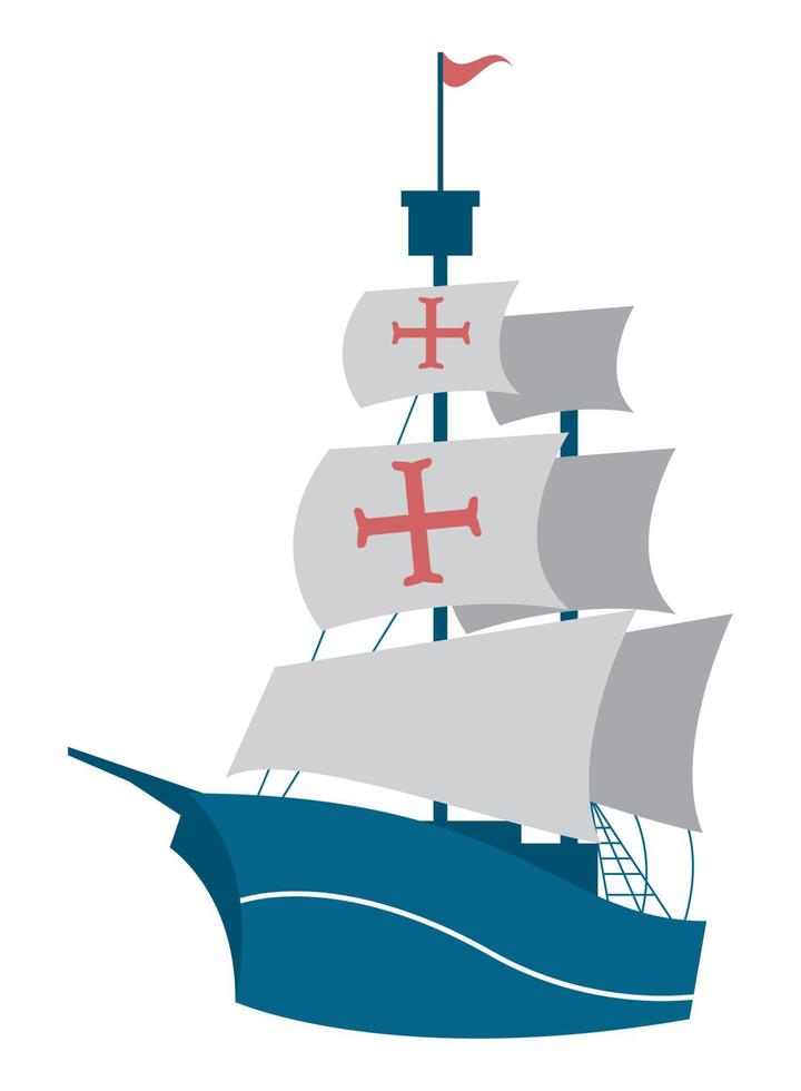 blue columbus caravel ship vector