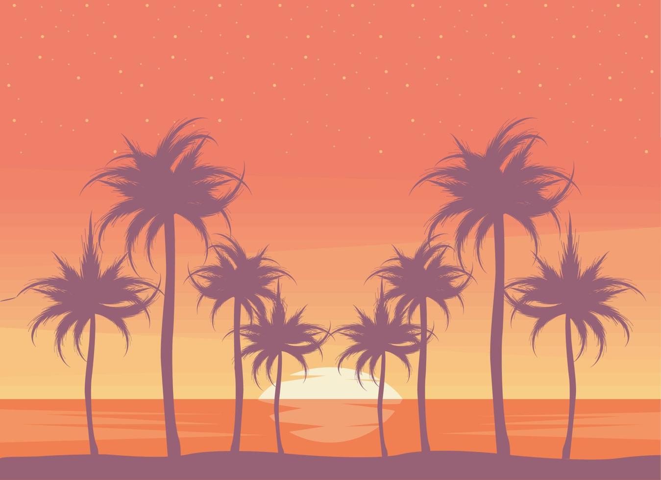 sunset landscape with palms vector