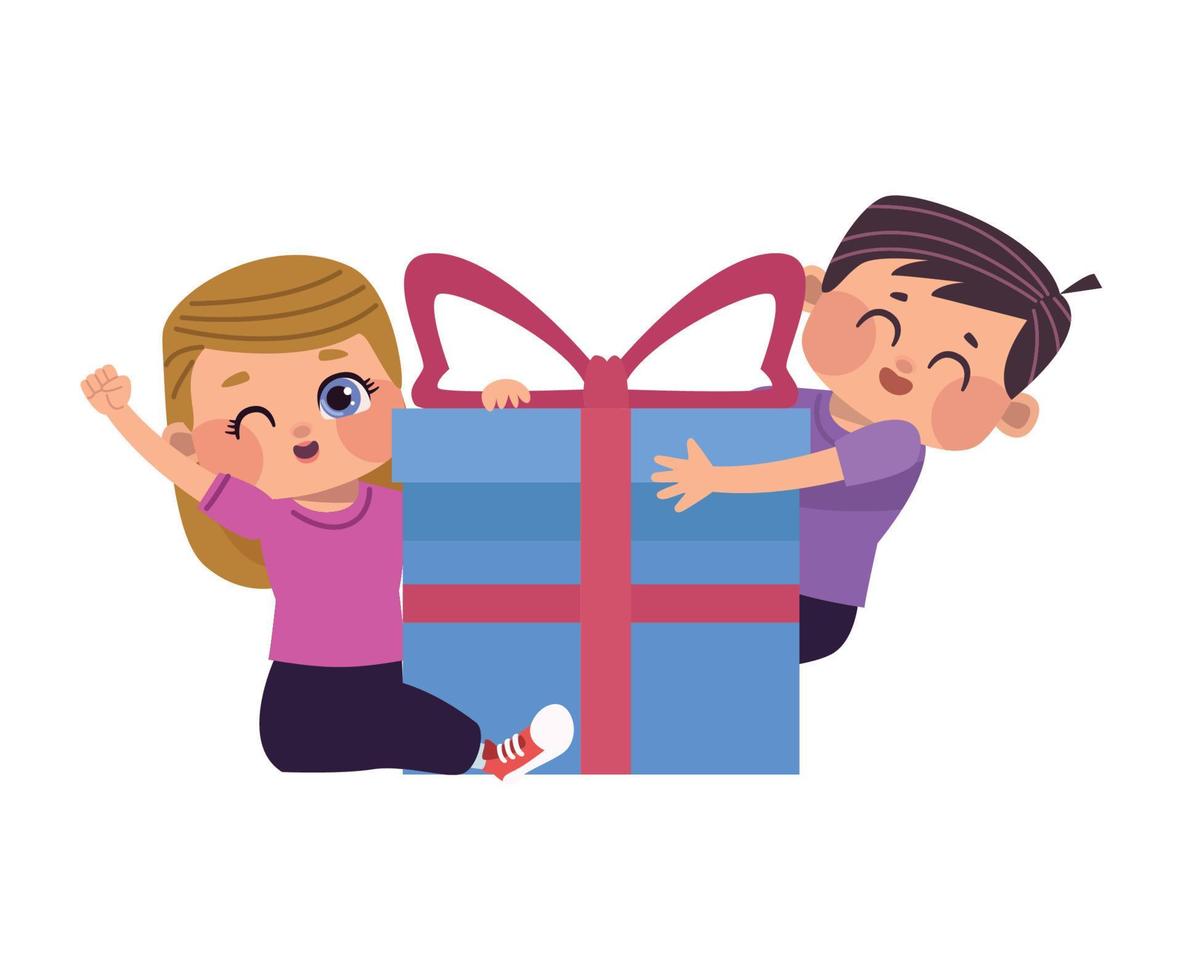 little kids with gift vector