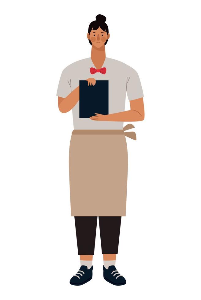 waitress with menu card vector