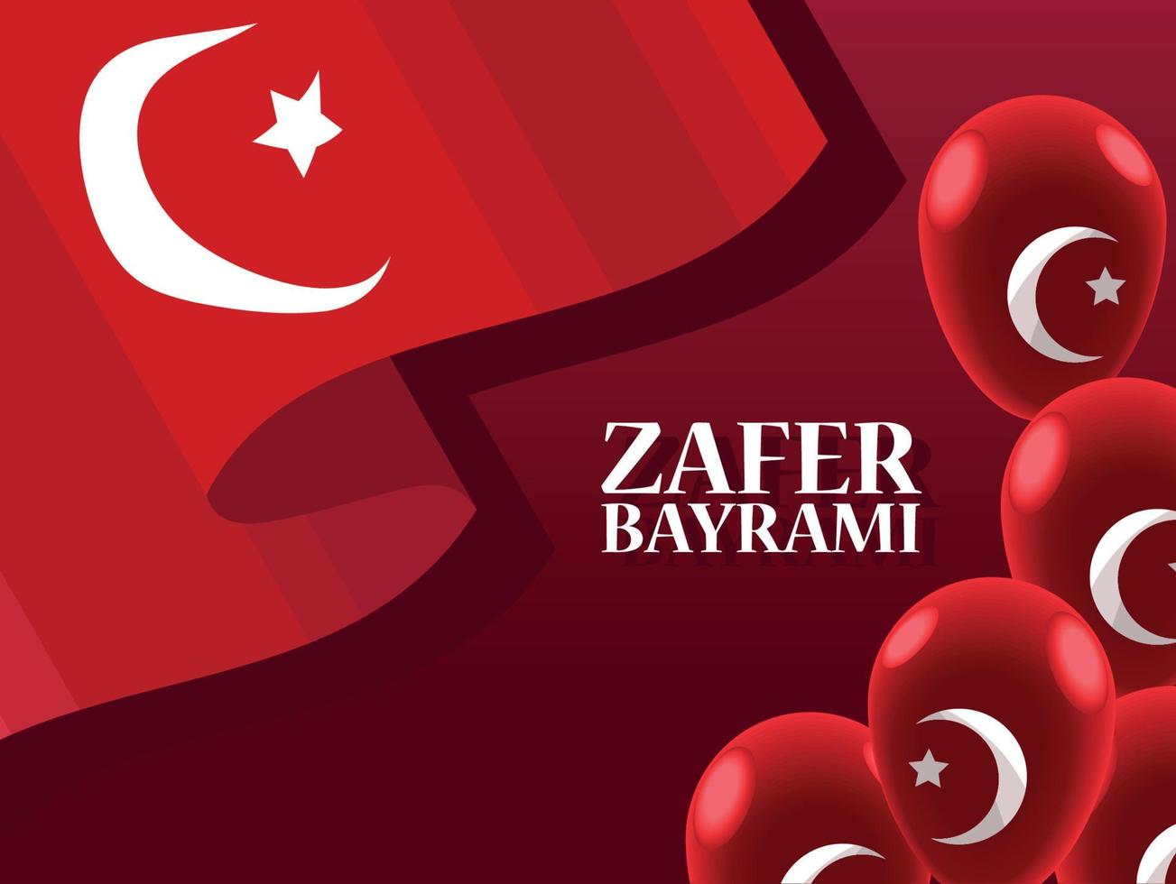 zafer bayrami lettering poster vector